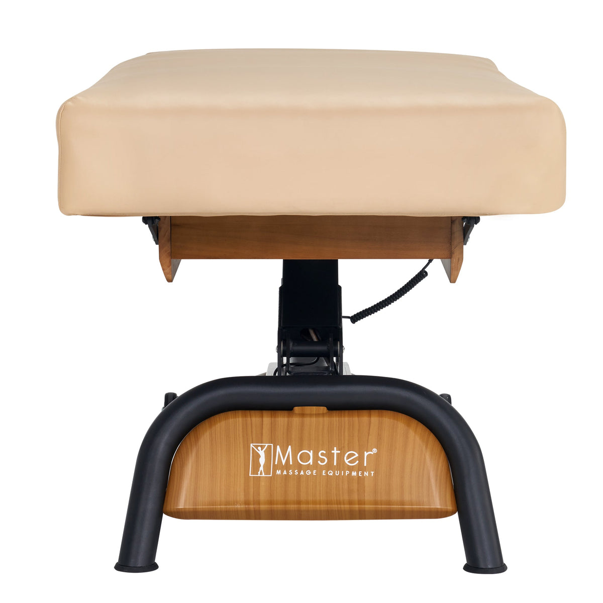 Master Massage - Atlas Flat Electric Lift Spa Salon Stationary Bed - Cream Top with Oak Base
