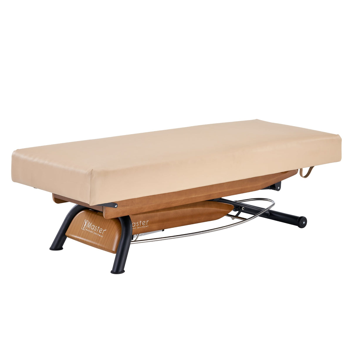 Master Massage - Atlas Flat Electric Lift Spa Salon Stationary Bed - Cream Top with Oak Base