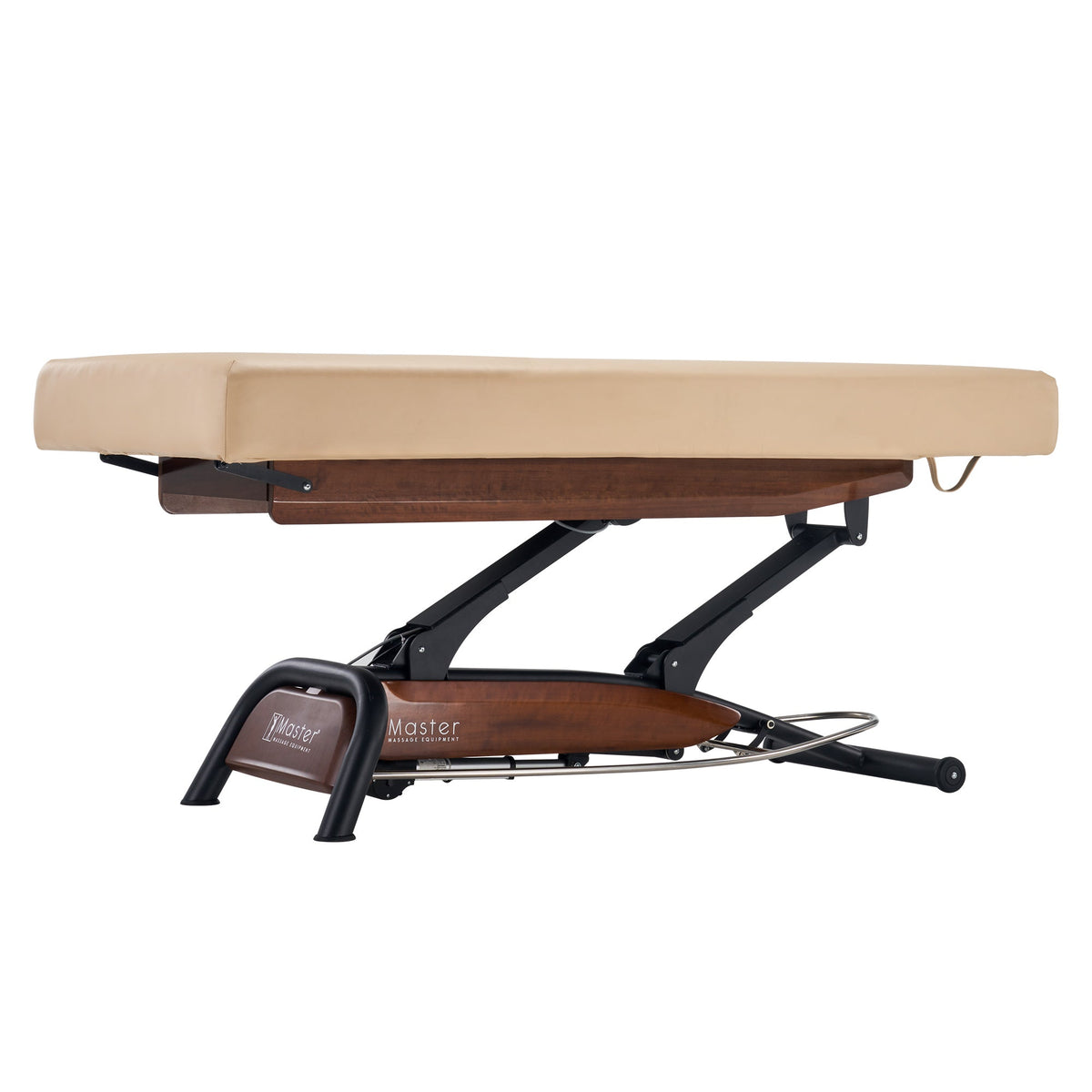 Master Massage - Atlas Flat Electric Lift Spa Salon Stationary Bed - Cream Top with Walnut Base