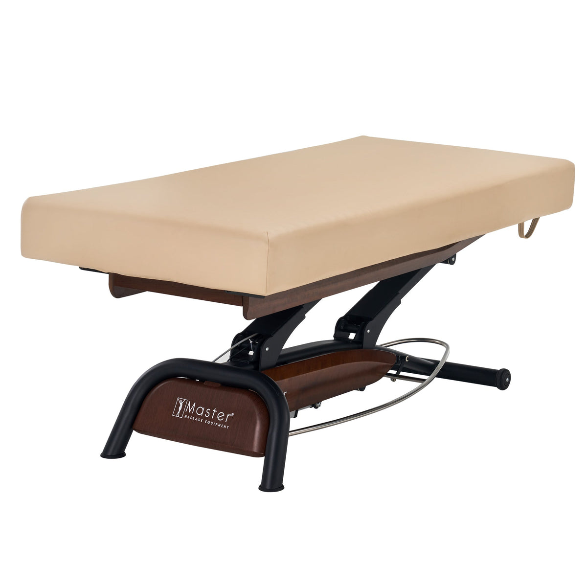 Master Massage - Atlas Flat Electric Lift Spa Salon Stationary Bed - Cream Top with Walnut Base