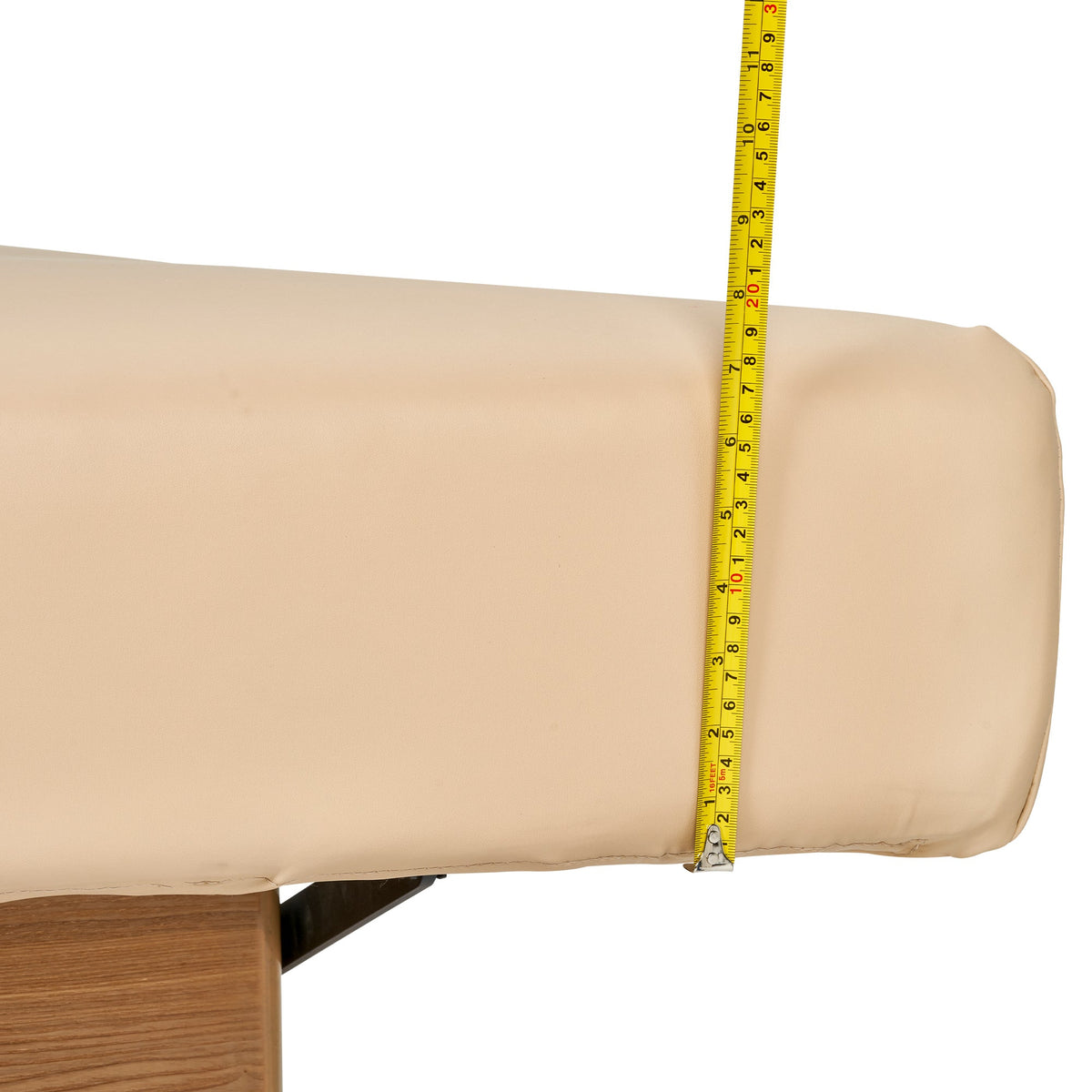 Master Massage - Atlas Liftback Electric Lift Spa Salon Stationary Bed - Cream Top with Oak Base
