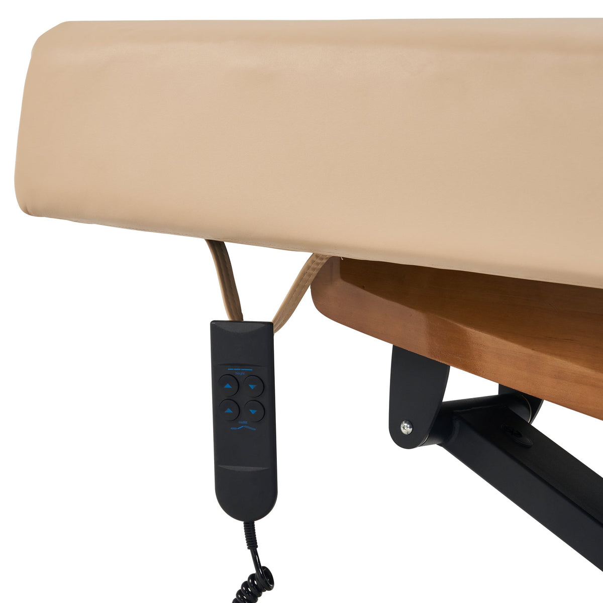 Master Massage - Atlas Liftback Electric Lift Spa Salon Stationary Bed - Cream Top with Oak Base