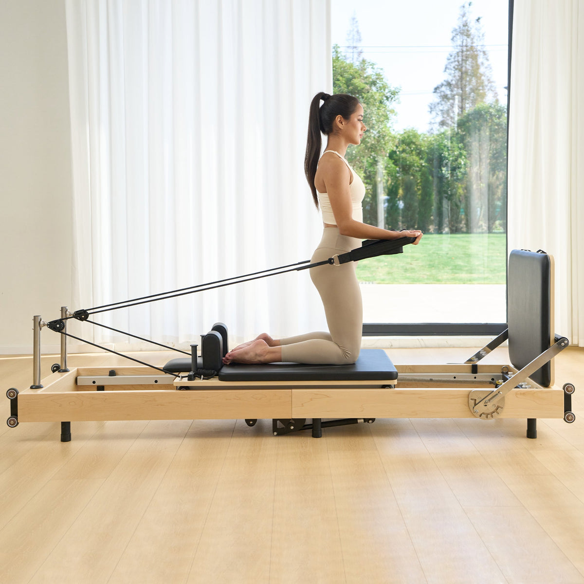 Master Massage - SpaceSaver Foldable Pilates Reformer 60cm Maple Frame