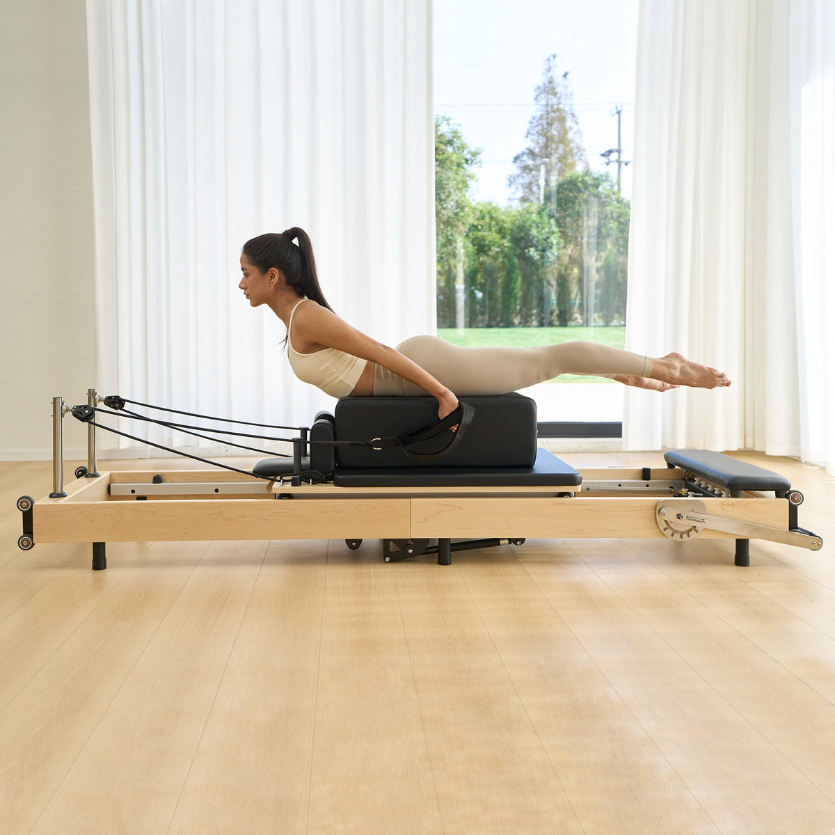 Master Massage - SpaceSaver Foldable Pilates Reformer 60cm Maple Frame