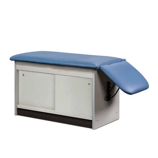 Clinton Industries - 91884-27 Cabinet Exam Table. Flat Top w/ Drop Section & Sliding Doors. Space Saver - Clinton Industries product image