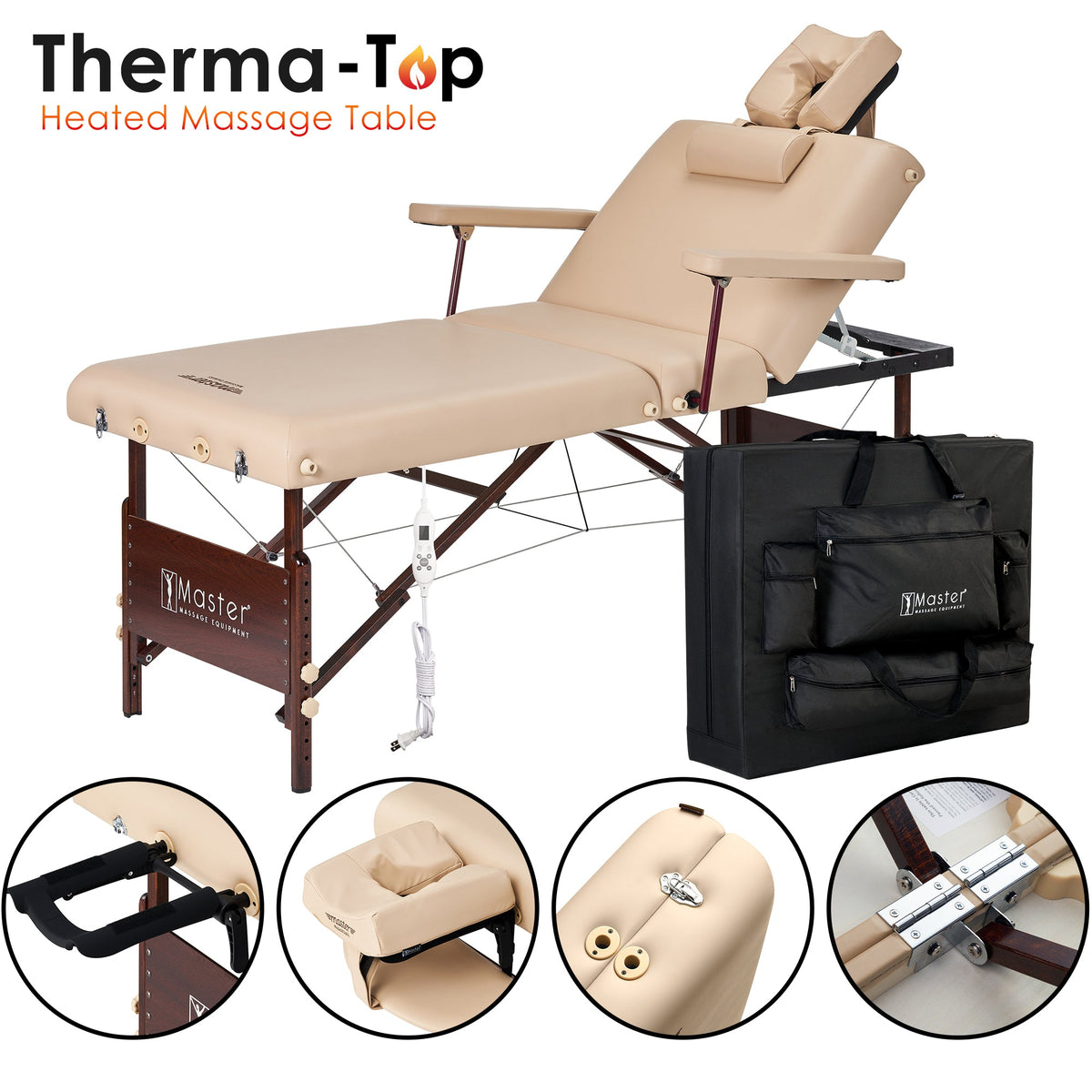 Master Massage - 30" DEL RAY™ Portable Massage Table Package with 3" Thick Cushion of Foam for Ultimate Comfort! (Sand Color)