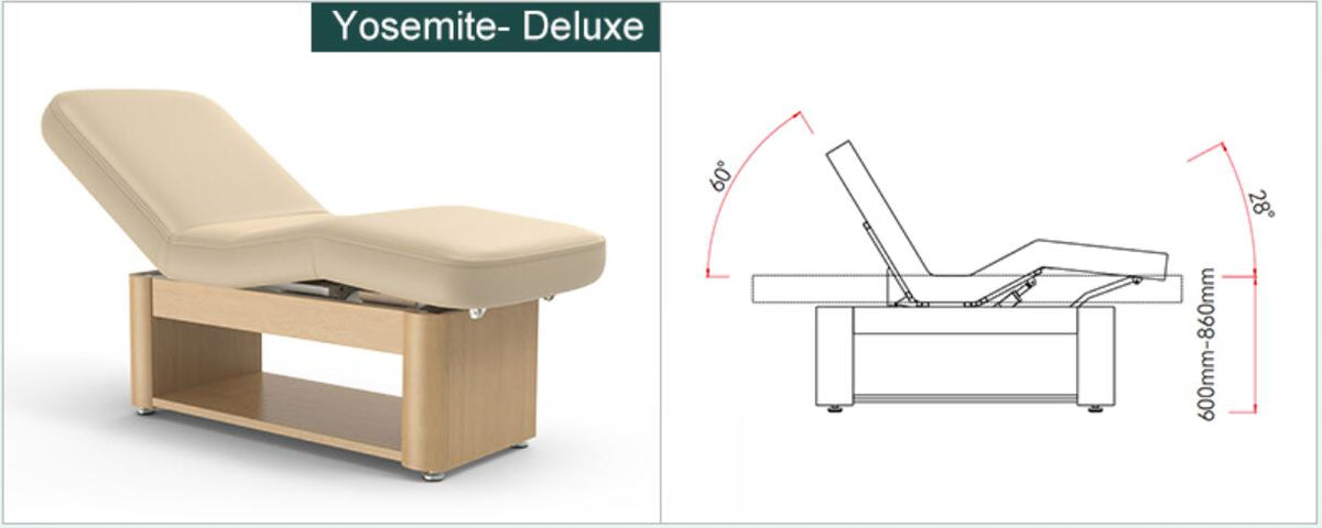 Master Massage - 31” Yosemite Salon 4-Leg Electric Lifting Spa Bed – Adjustable Beauty Treatment Table with Open Storage