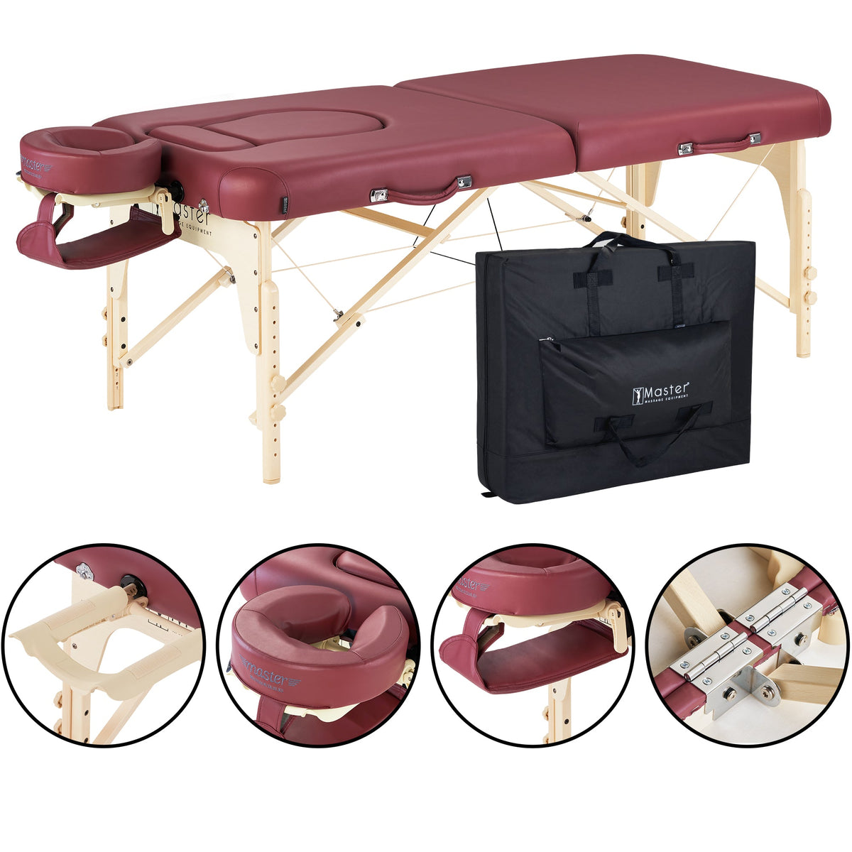 Master Massage - 30” Eva Pregnancy Portable Massage Table, Burgundy Color