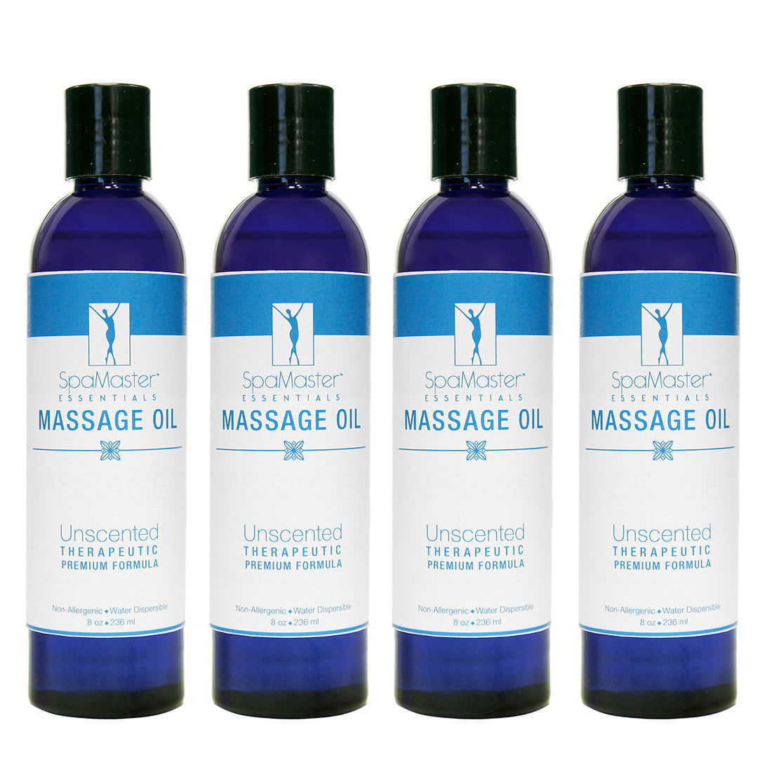 Master Massage - Organic & Unscented Water-Soluble Blend Massage Oil - 4 Pack