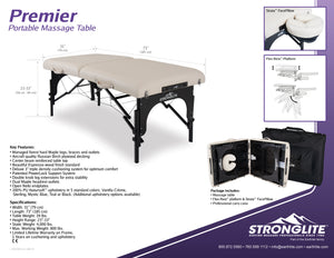 Stronglite - Premier Portable Massage Table Package 31" - Superb Massage Tables