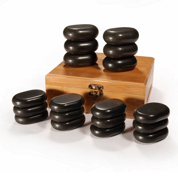 MT Massage - 18 Pieces Mini Basic Body Massage Hot Stone Set Black Lava - Superb Massage Tables