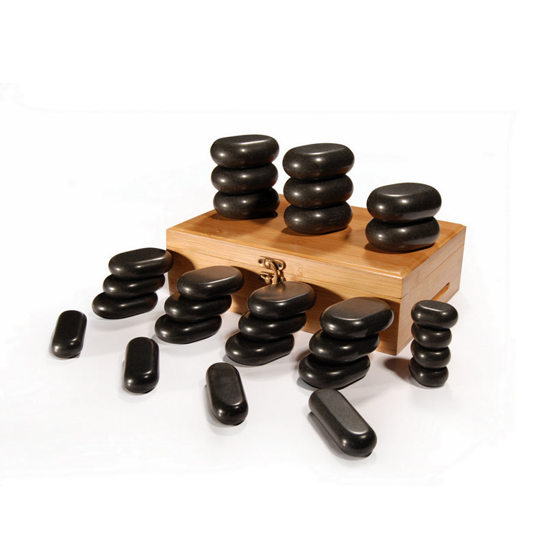 MT Massage -  28pcs set Hot stone Basalt Rocks Therapy Pain Relief - Superb Massage Tables