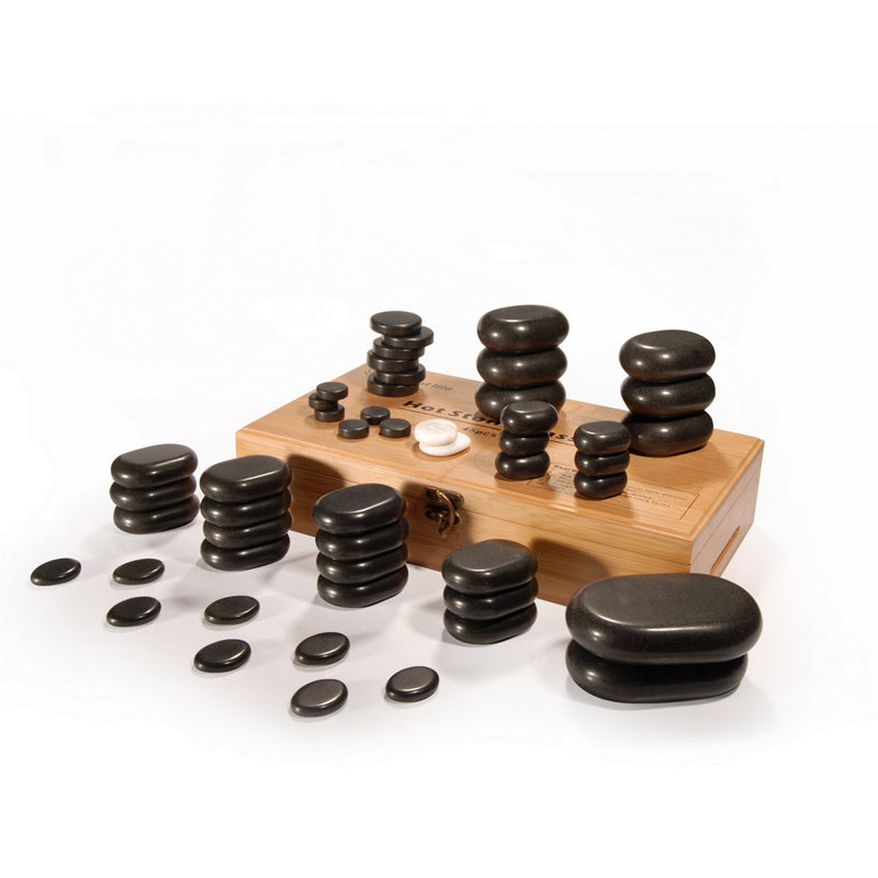 MT Massage -  50 Piece Hot Stone Massage Set Black Lava - Superb Massage Tables
