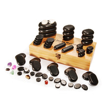MT Massage -  60 Piece Deluxe Hot Stone Massage Set Black Lava - Superb Massage Tables