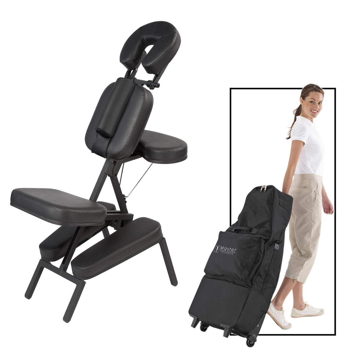 Master Massage - The Husky Apollo Portable Massage Chair with Wheeled Case - Superb Massage Tables