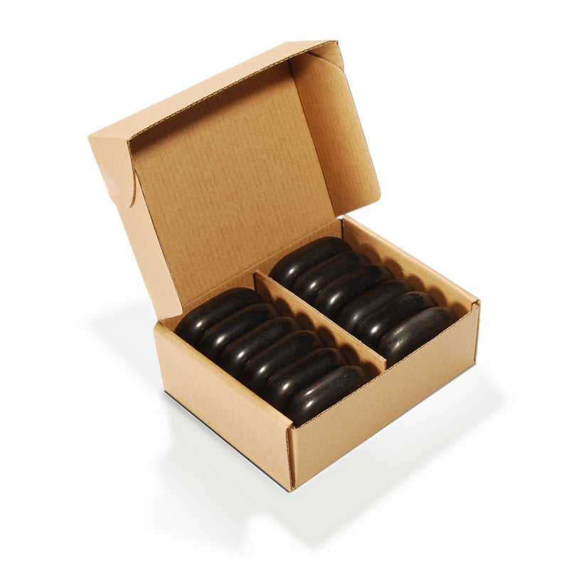 MT Massage -  Medium Size Flat Ovular Basalt Hot Stone Massage 12 piece Pack - Superb Massage Tables