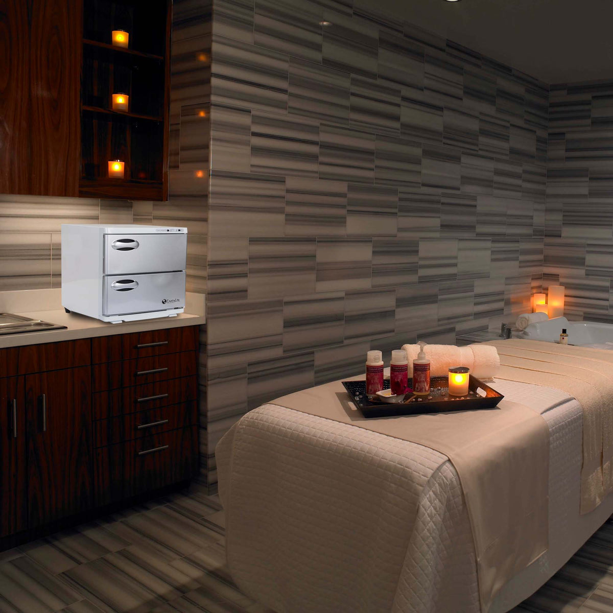 Earthlite - UV Hot Towel Cabinet Large White 120V - Superb Massage Tables